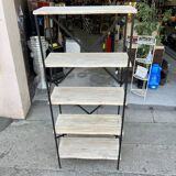 Industrial style shelf in light wood and cast iron