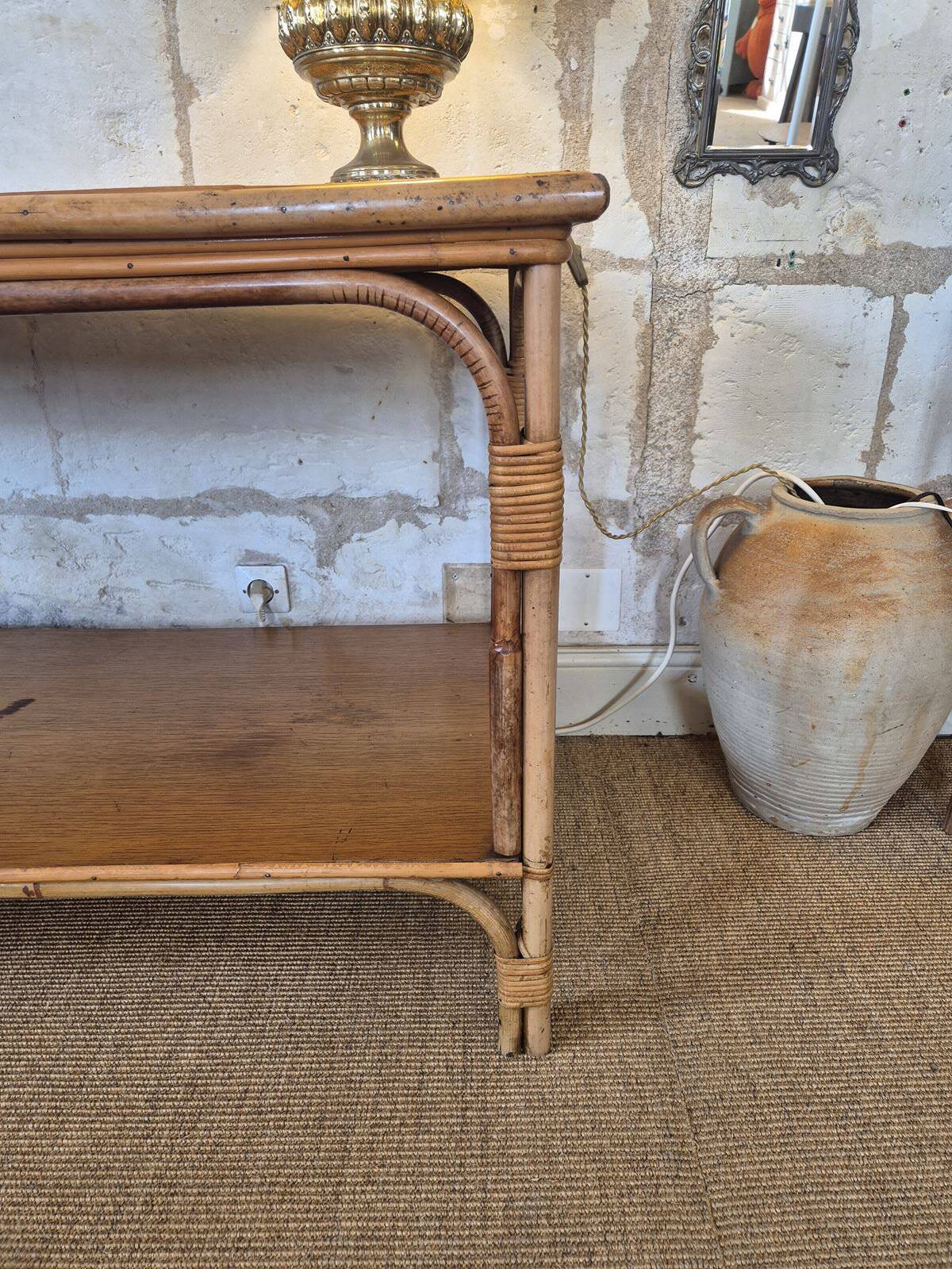 Vintage rattan console