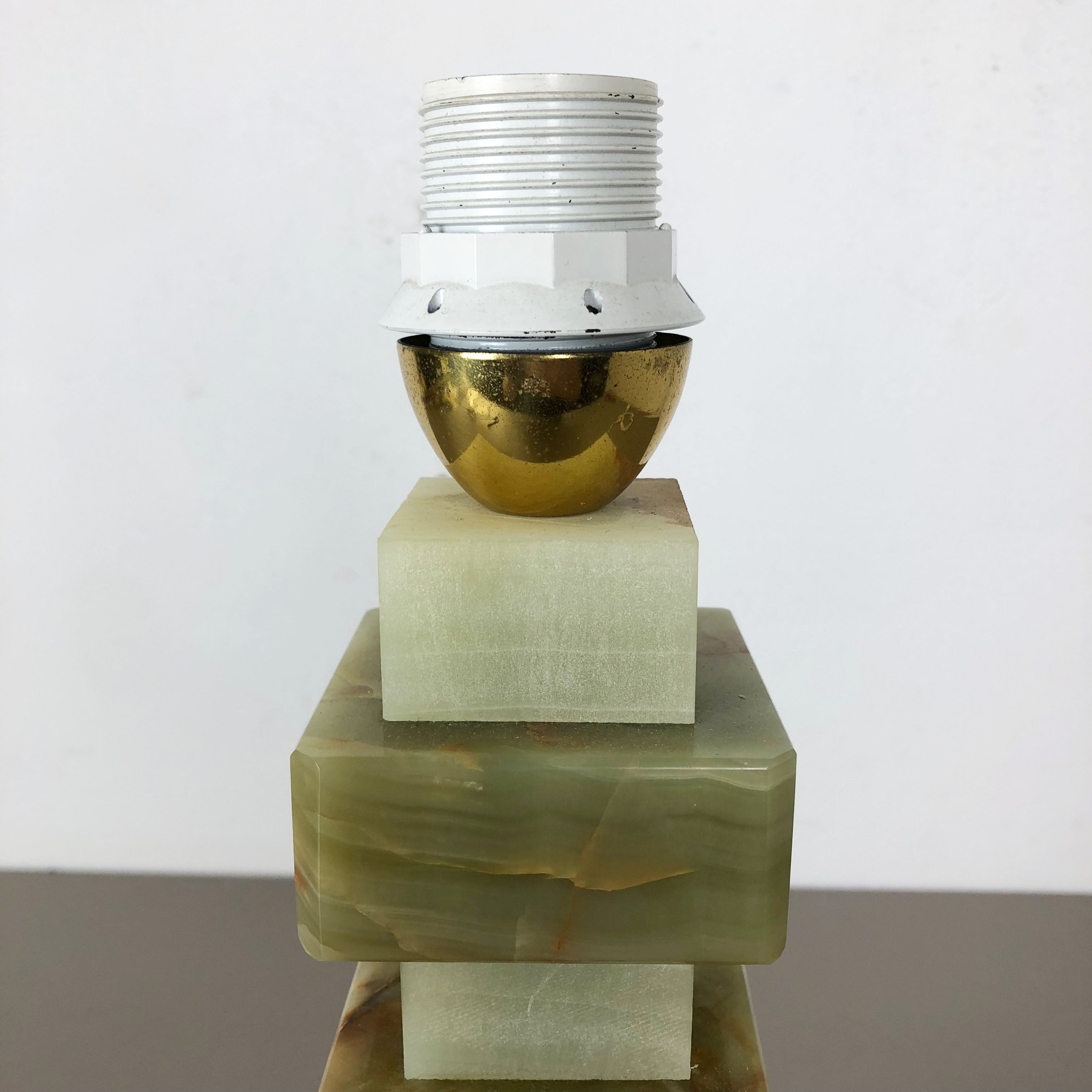 Vintage Hollywood Regency Onyx Marble Light Base Table Light, Italy, 1970s