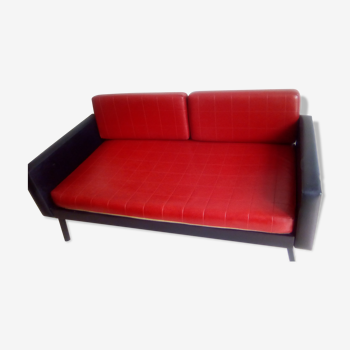 Red leatherette sofa