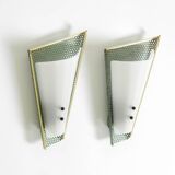 Pair of beautiful mint green Mid Century Modern perforated sheet metal wall