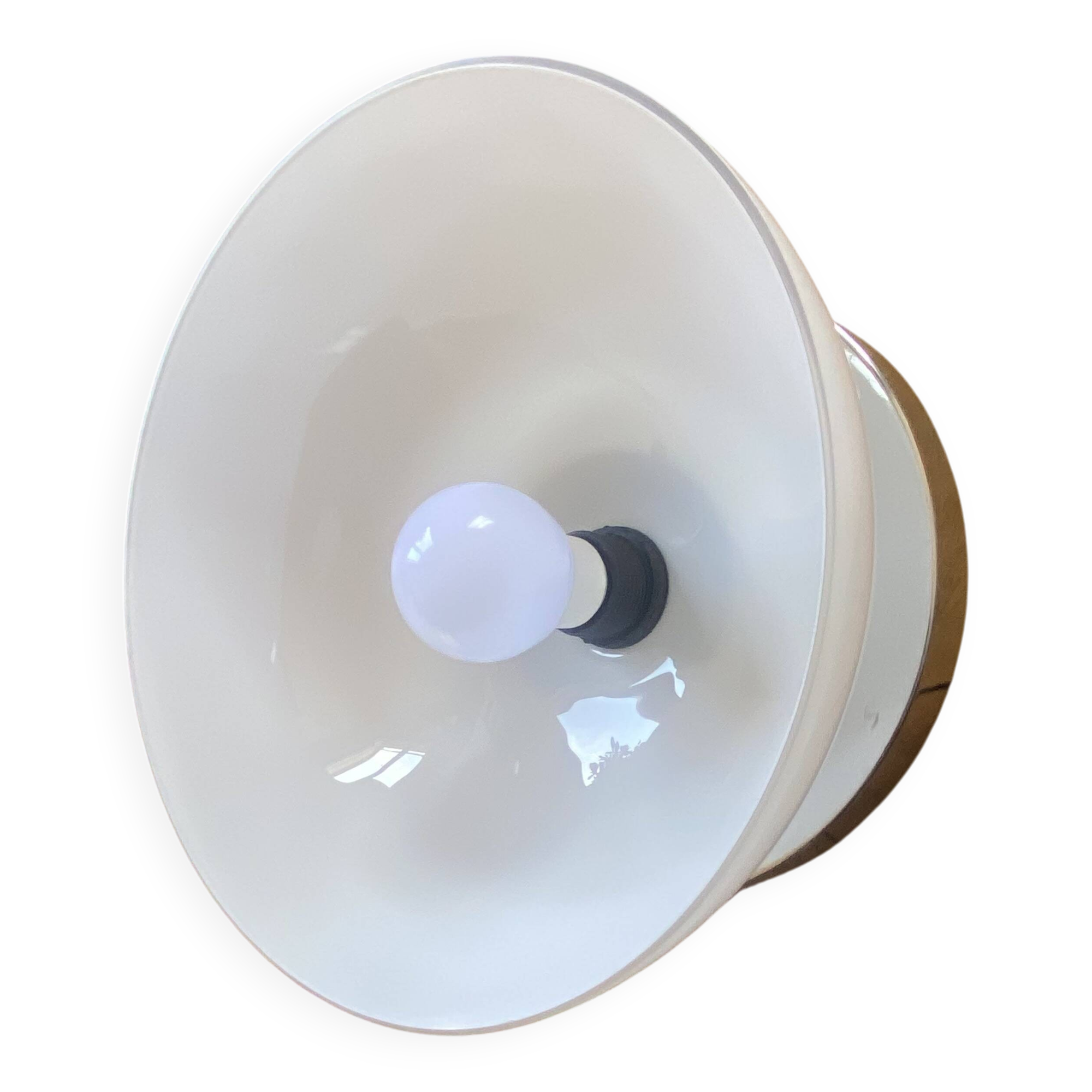 Wall light or semi-spherical ceiling light in white opal glass with a rose.