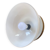 Wall light or semi-spherical ceiling light in white opal glass with a rose.