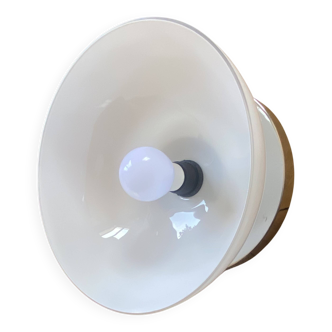 Wall light or semi-spherical ceiling light in white opal glass with a rose.