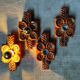 Set of 4 wall sconces in ceramic by Traudl Brunnquell, model 4320, West Germany, 1970s, Fat Lava.