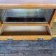 Enfilade moderniste en chêne longueur 197 vintage 1950 pieds compas