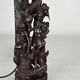 African carved ebony lamp, "Hunters, buffalo and crocodile"