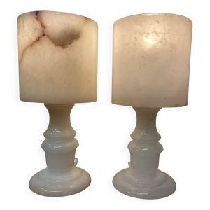 Paire de lampes en albâtre