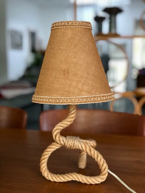 Table lamp rope and raffia