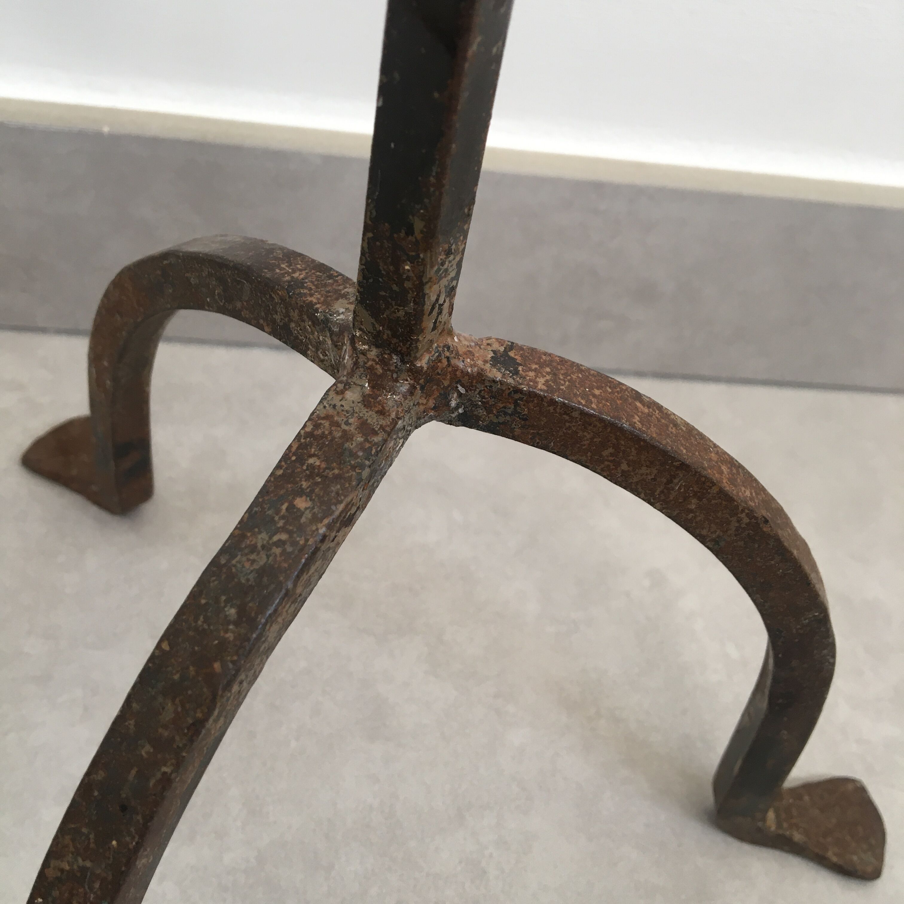 Tripod chandelier brutalist style wrought iron