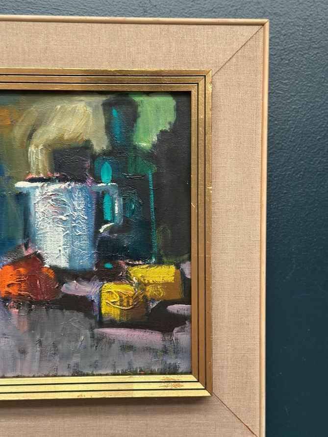 Original Swedish Oil on Canvas – Abstract Still Life – Signed – Vintage