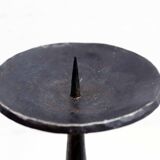 Large brutalist cast iron candle holder