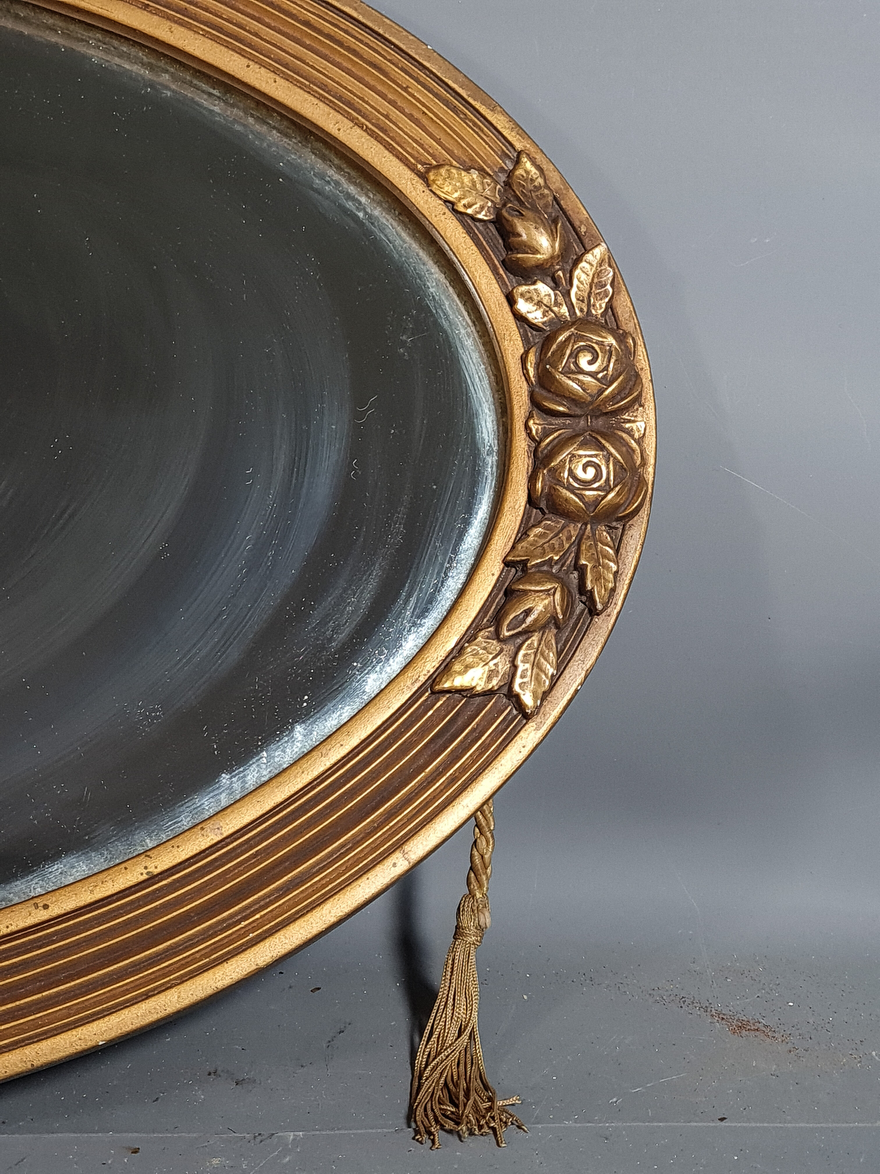 Old mirror frame Art Deco wood & gilded stucco 54x32,5 cm SB