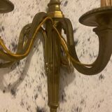 Pair of gilt and chiselled bronze wall lights with 3 lights - Louis XVI style