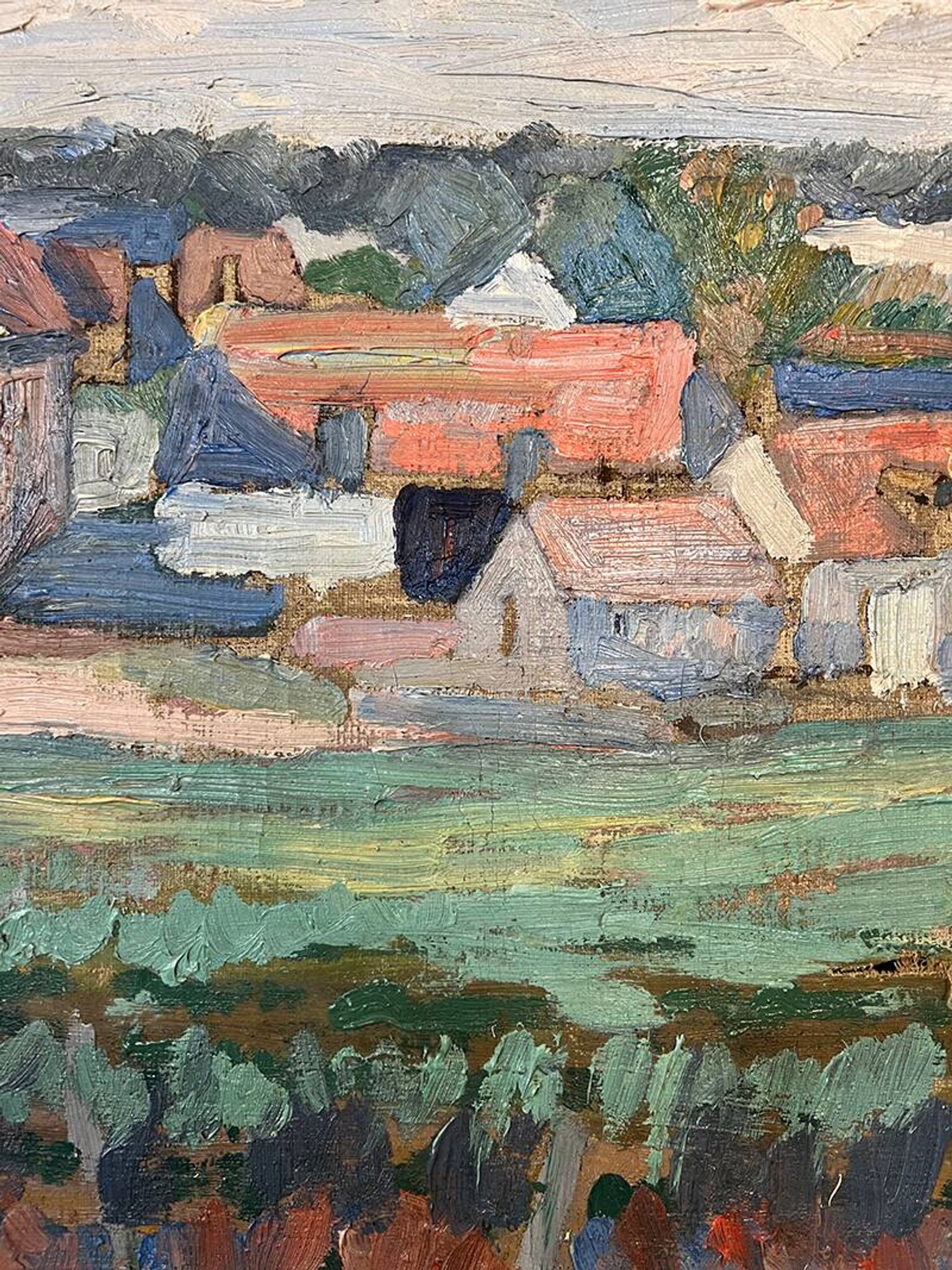 Painting “Village”, Oil on canvas signed.