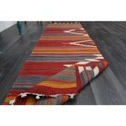 1970s Turkish Oushak Handmade Wool Cotton Orange Kilim Runner 72x252
