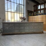 XXL walnut trade counter with multiple drawers