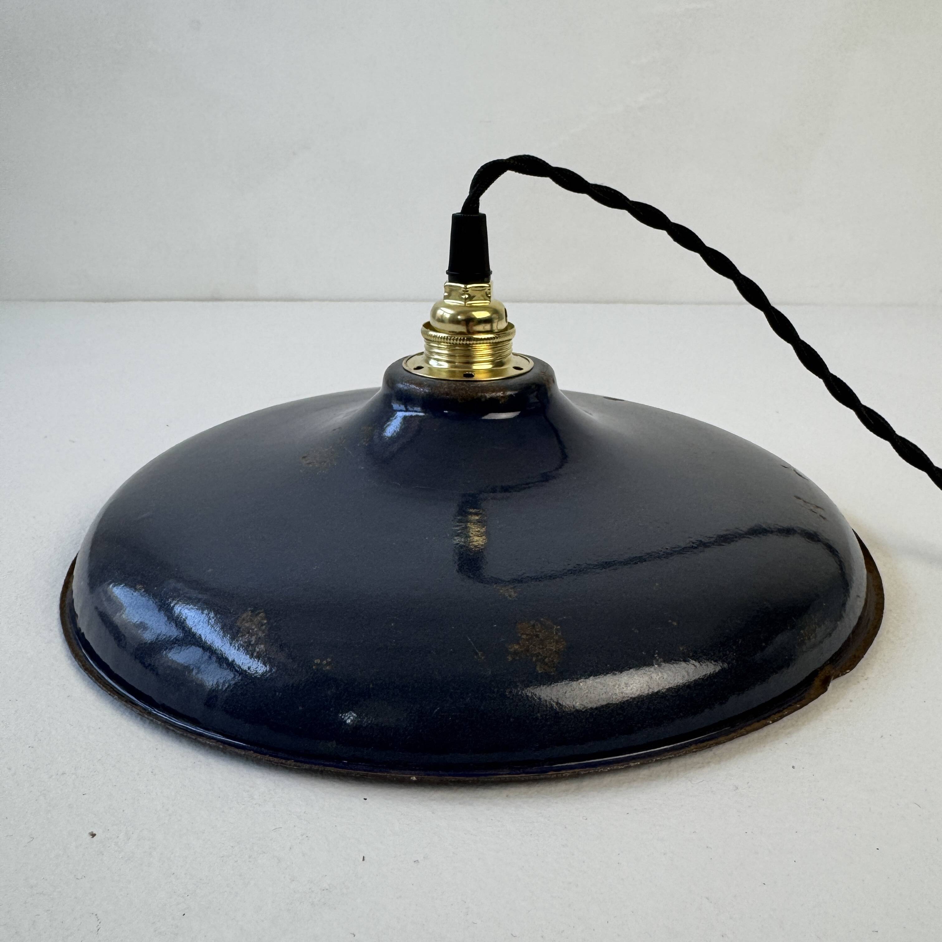 Old industrial enamel suspension night blue