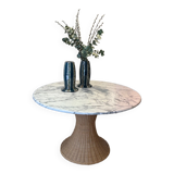 Marble and wicker dining table
