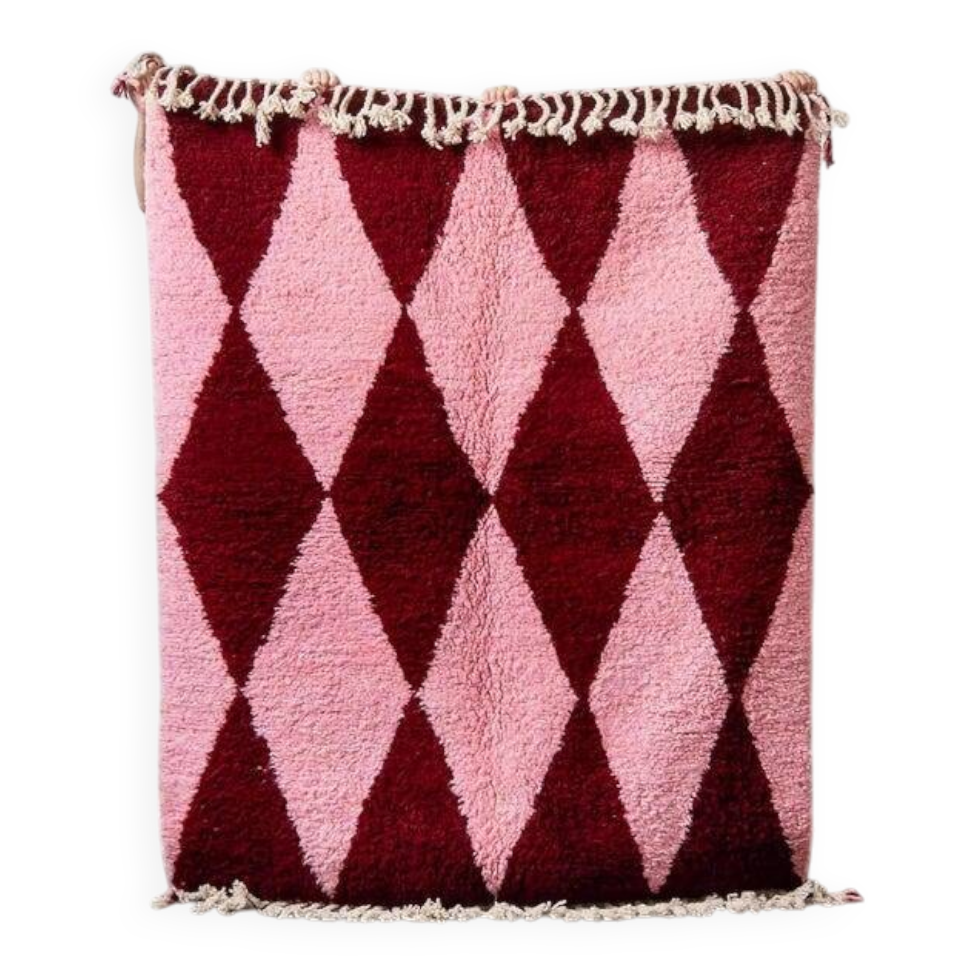 Off-white Moroccan rug with geometric patterns, 250cm x 200cm