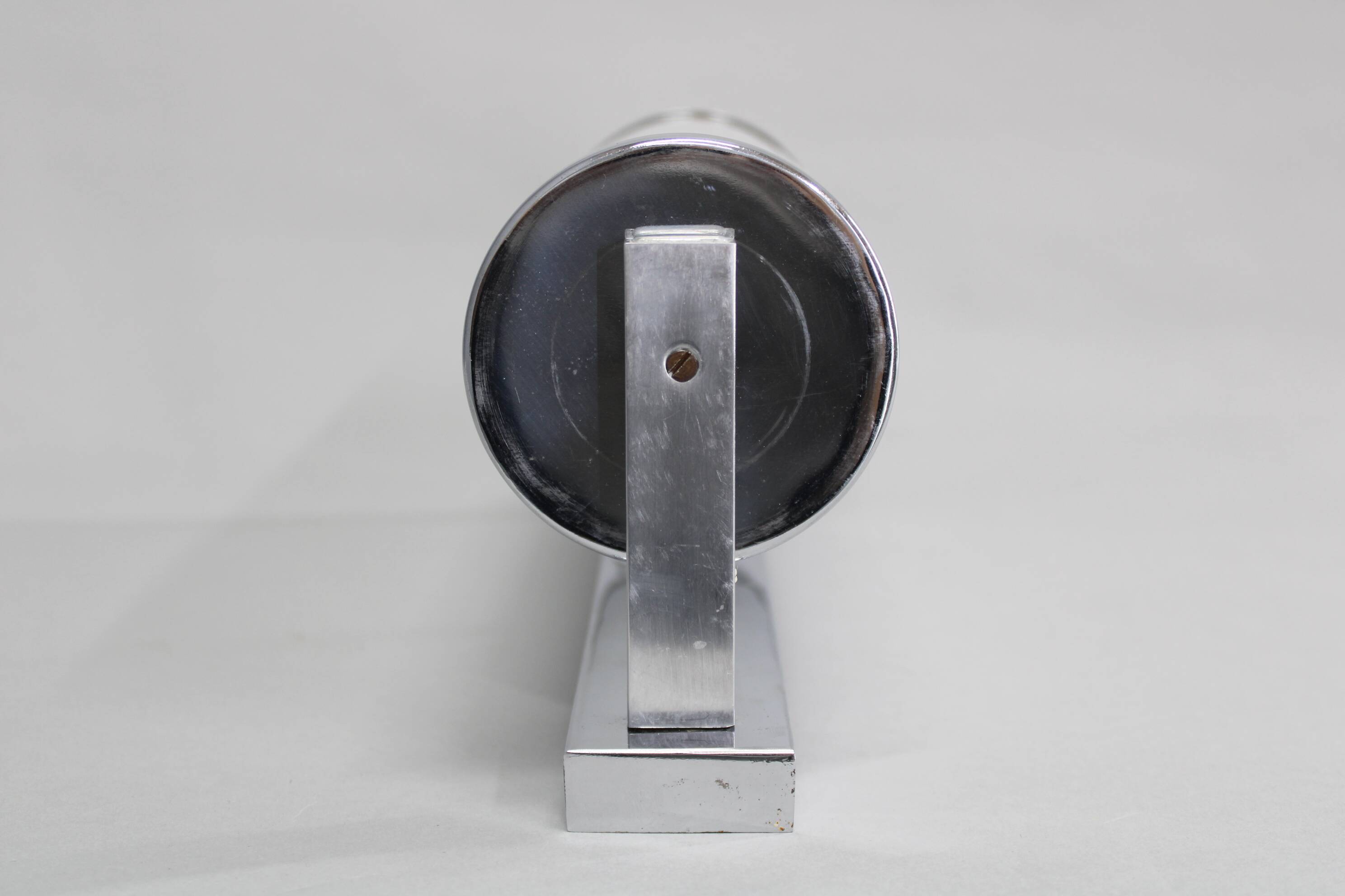 1930s Bauhaus tubular wall light, chrome & glass, Czechoslovakia