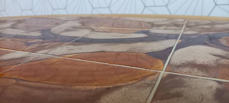 Oval coffee/living room table signed RAYNAUD - 1960s.