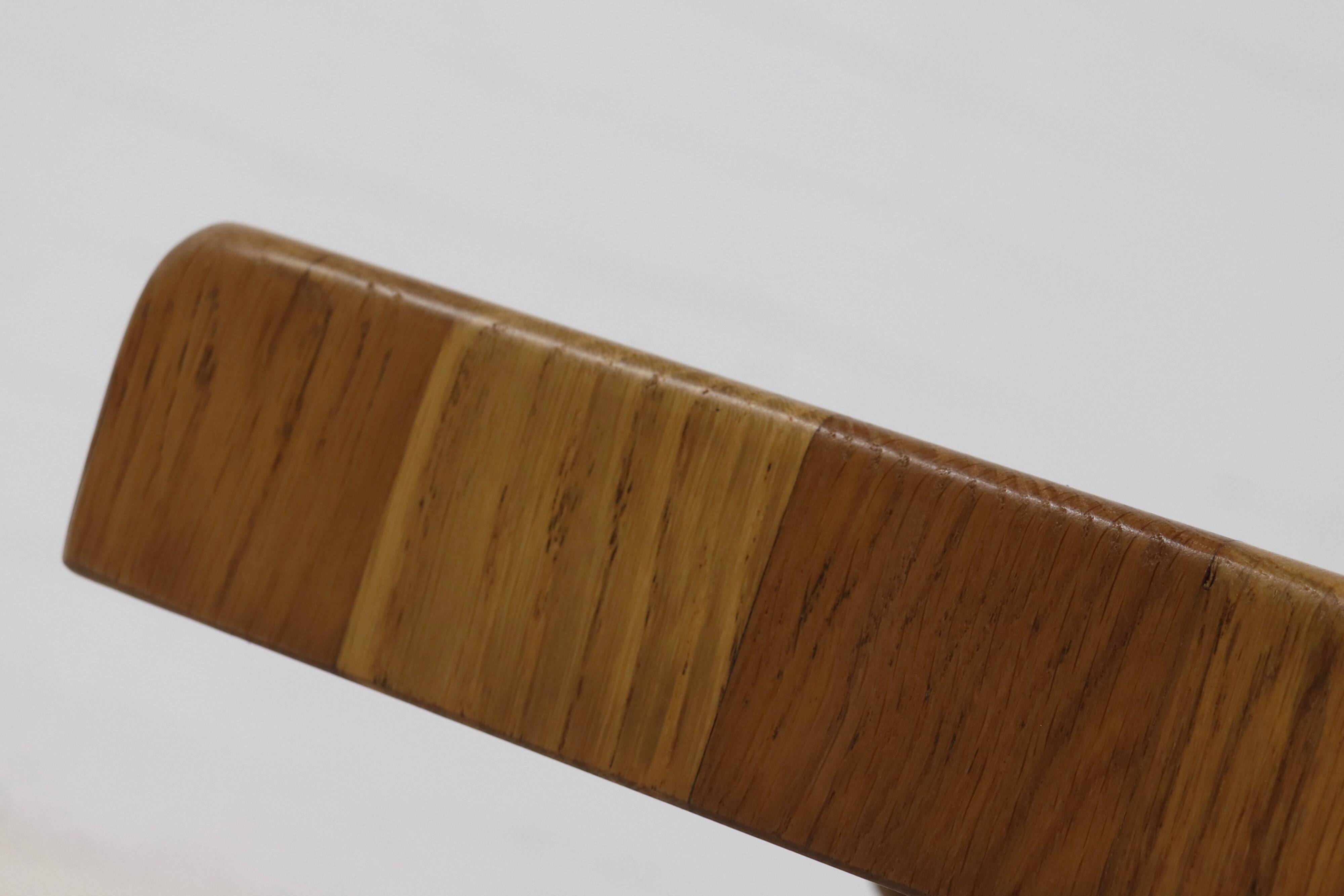 Brutalist Solid Blonde Oak Checkered Coffee Table 1970s