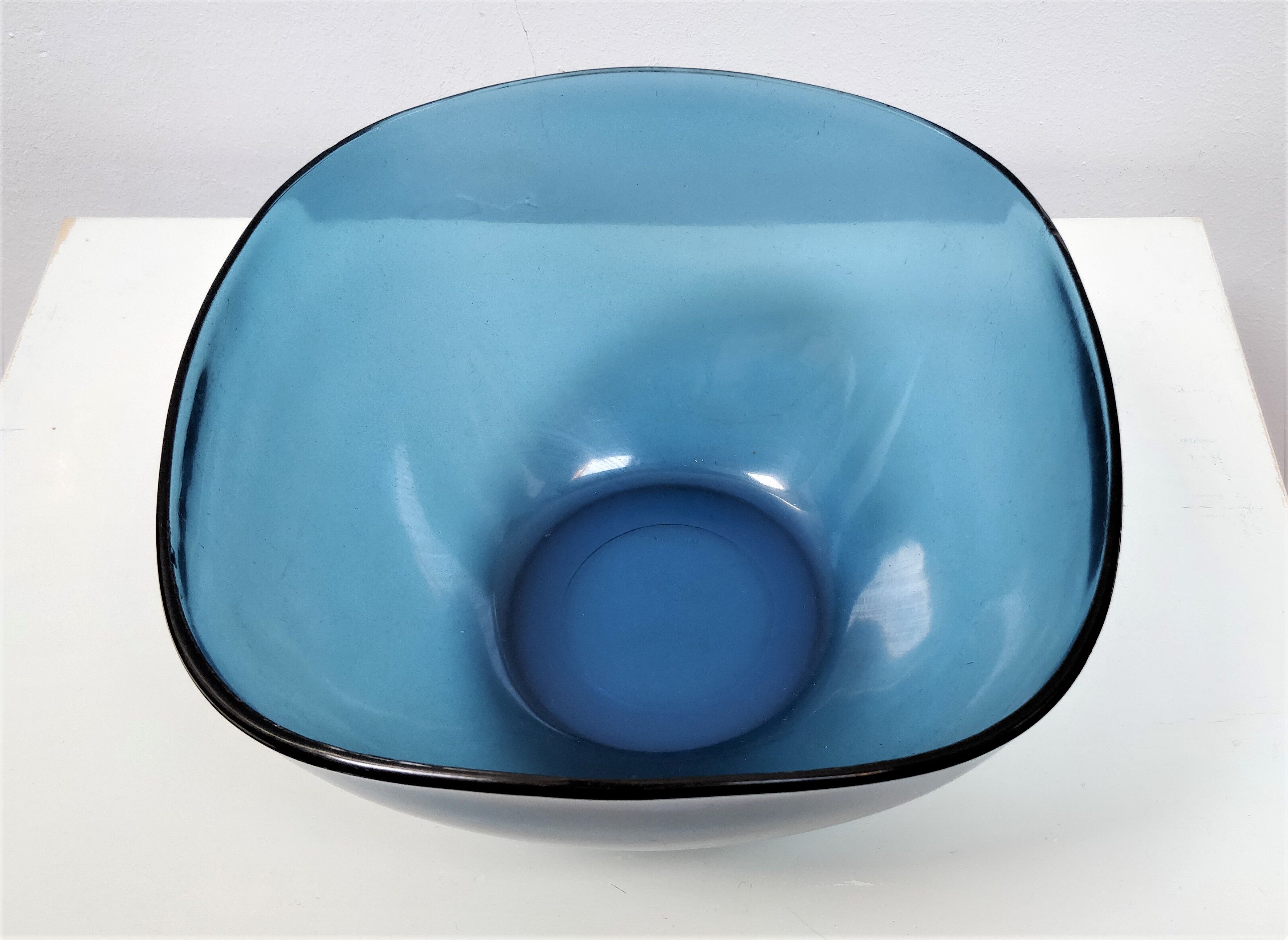 Vintage Vereco blue glass salad