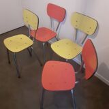 Set of 4 yellow and red formica chairs