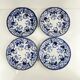 Set of 4 dessert plates in ironstone "Flora" – Creil and Montereau, 19th century, blue