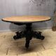 Large oval oak hunting table with central leg and extensions