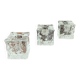 3 molded glass ice cube candle holders