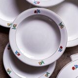 Gien flower service: 6 plates + 1 tureen