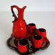 Vallauris two-tone liqueur service vintage flamed stoneware