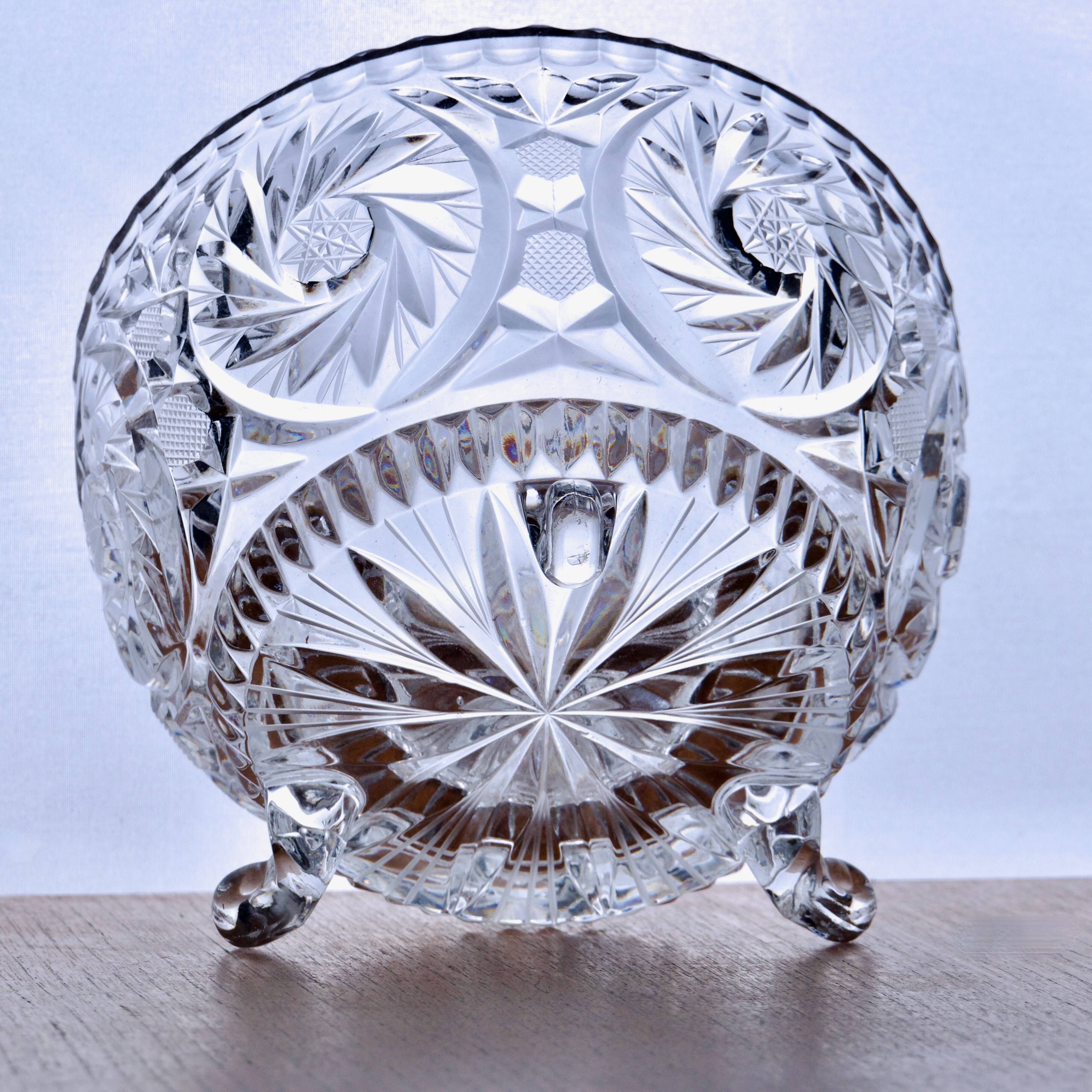 Large antique Belle Époque crystal candy dish
