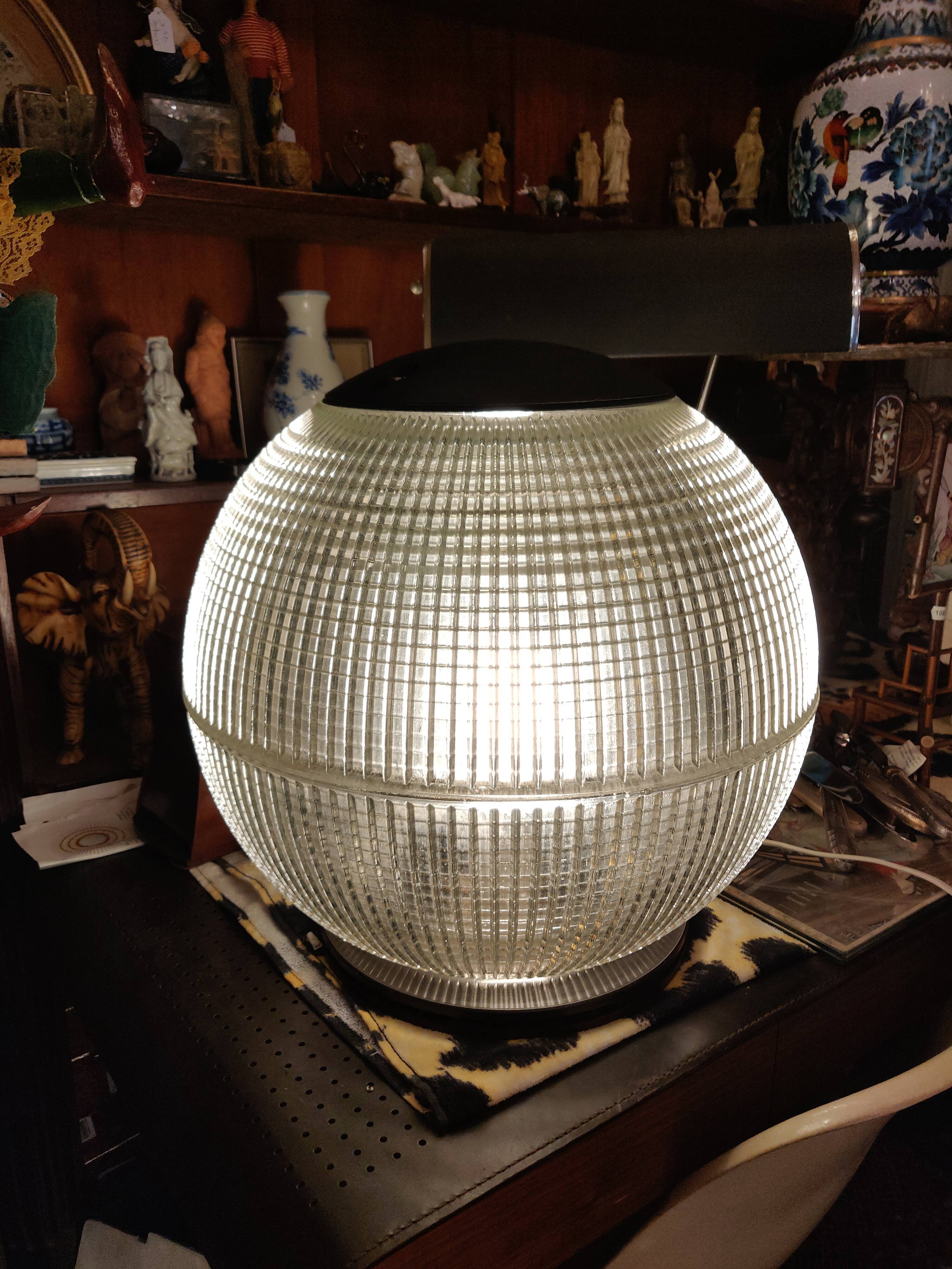 Holophane ball lamp on pedestal