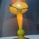 Contemporary mushroom lamp in amber-tinted yellow glass paste, height 58 cm