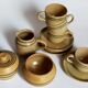Set coffee cups Sarreguemines sugar bowl and vintage milk pot service"Cottage"