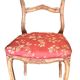 Wooden chair with varnished wood and red satin brocade fabric, 1920