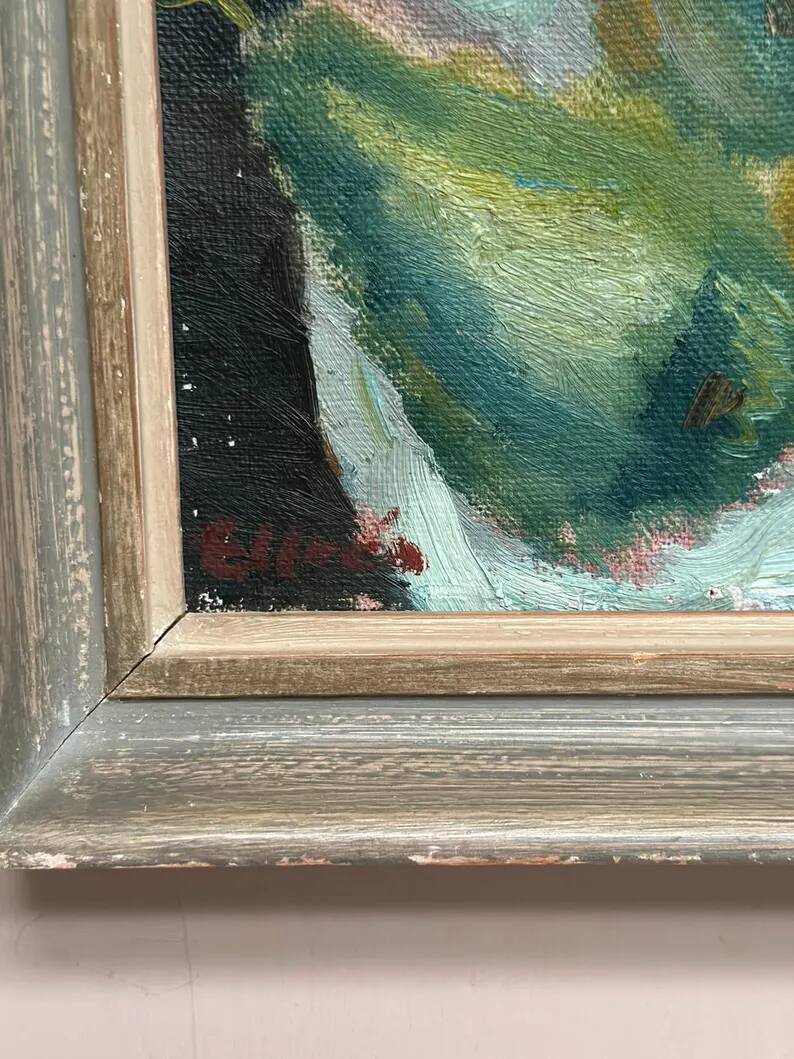 Swedish Original Oil on Panel – "Pears" by Elfrén – Signed – Vintage and Framed