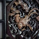 Octagonal wall panel, carved wood, mid-20th century, China