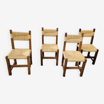 Chaises paillees vintage bois