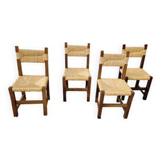 Vintage wooden straw chairs