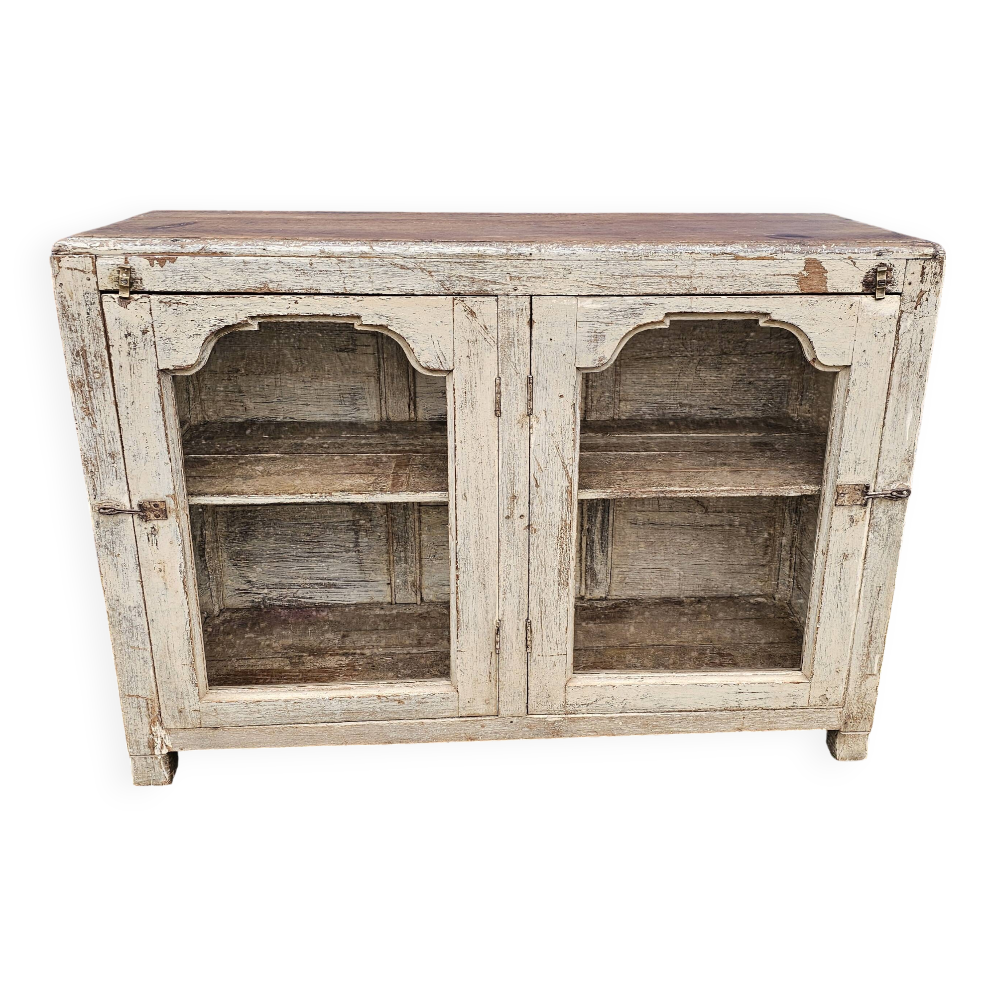 Vintage glass-fronted teak sideboard