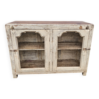 Antique glass-fronted teak sideboard