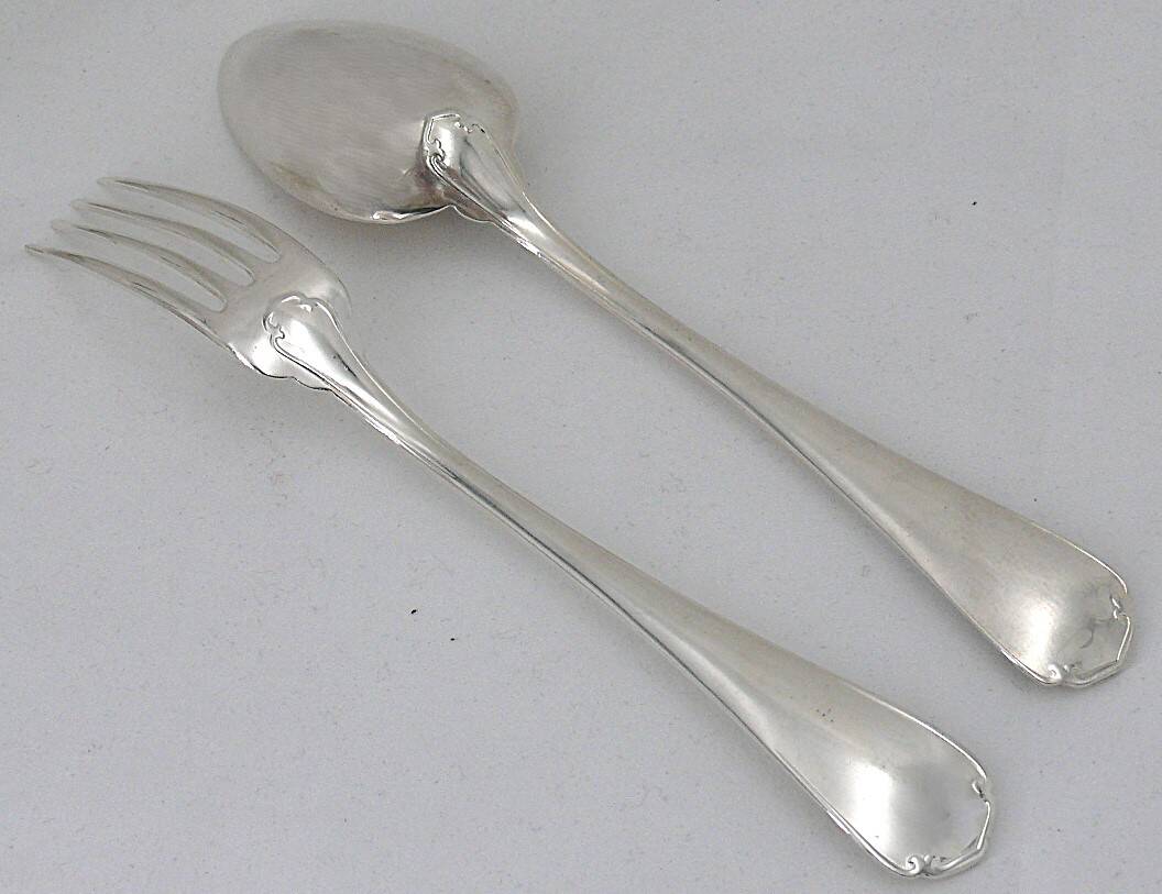 Christofle Japanese, 6 table settings, 12 pieces in silver-plated metal.