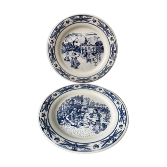 Deux assiettes anciennes en porcelaine de Gien France