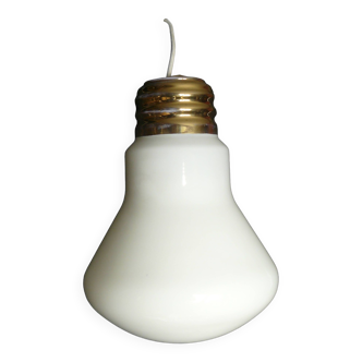 Suspension opaline vintage 1970-80 en forme d'ampoule dans le style d'ingouvernables Maurer