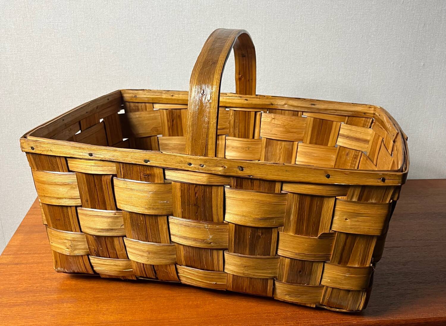 Woven walnut basket from the 60s