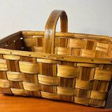 Panier en noyer tressé année 60